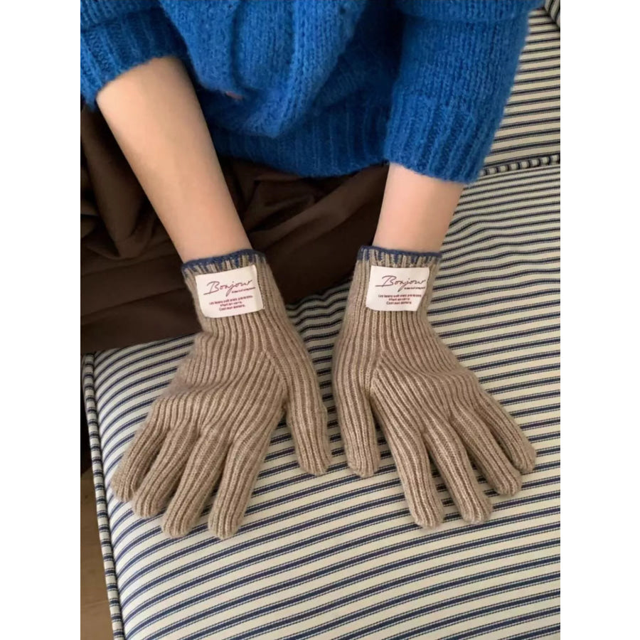 Ribbed Knit Gloves Mocha / One Size Apparel and Accessories