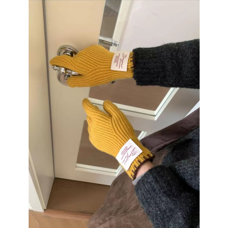 Ribbed Knit Gloves Yellow / One Size Apparel and Accessories