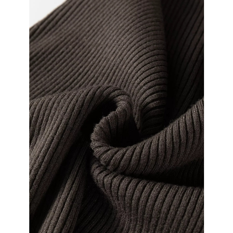 Ribbed Knit High Neck Sleeveless Waist Slim Fit Sweater Vest Apparel and Accessories