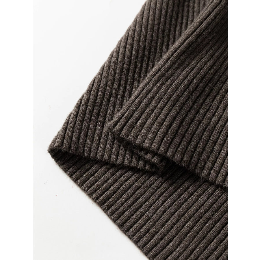 Ribbed Knit High Neck Sleeveless Waist Slim Fit Sweater Vest Apparel and Accessories