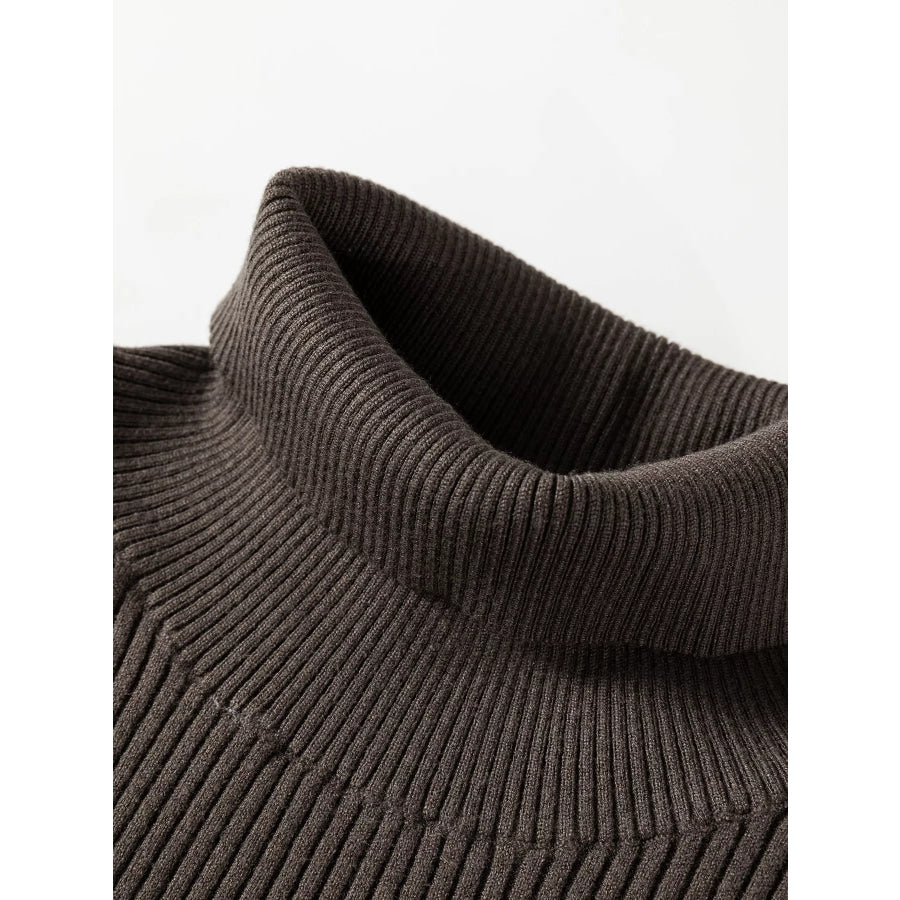 Ribbed Knit High Neck Sleeveless Waist Slim Fit Sweater Vest Apparel and Accessories