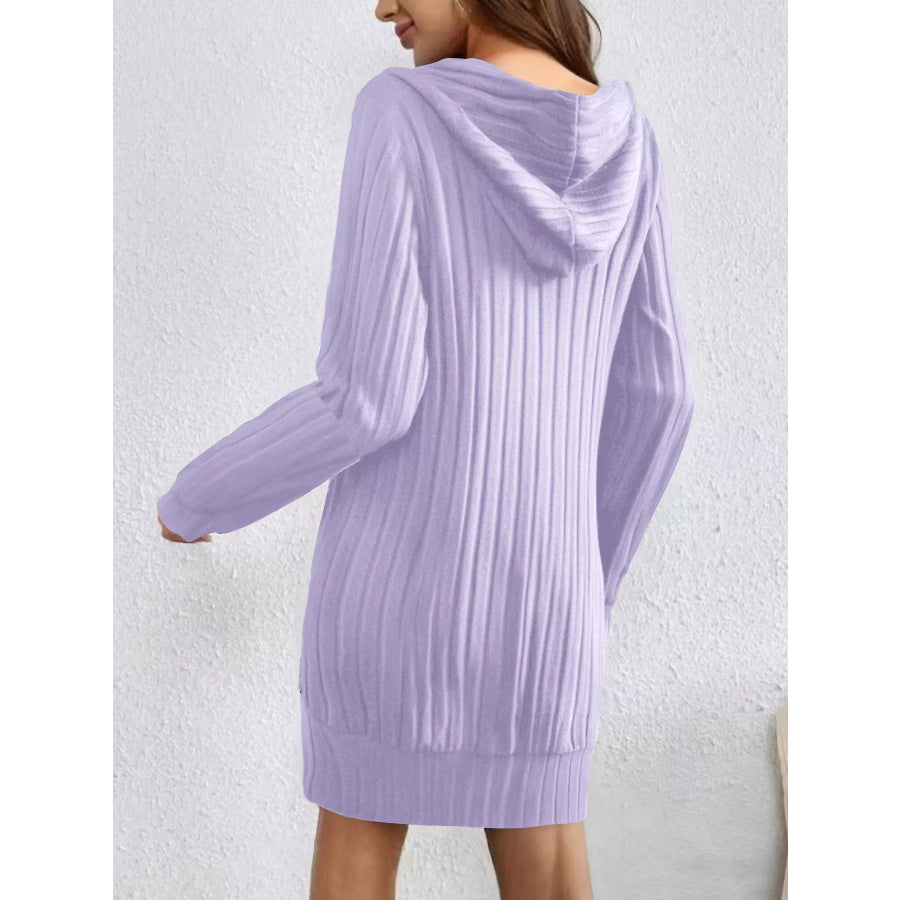 Ribbed Knit Hoodie Dress Apparel and Accessories