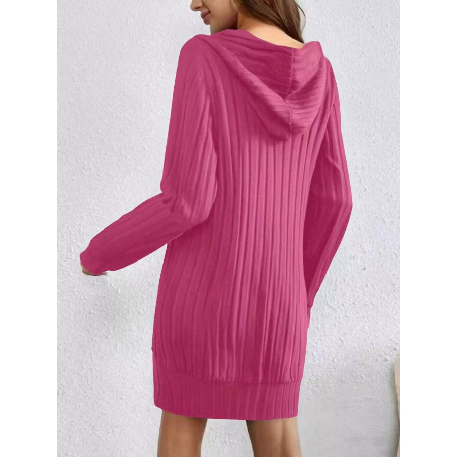 Ribbed Knit Hoodie Dress Apparel and Accessories
