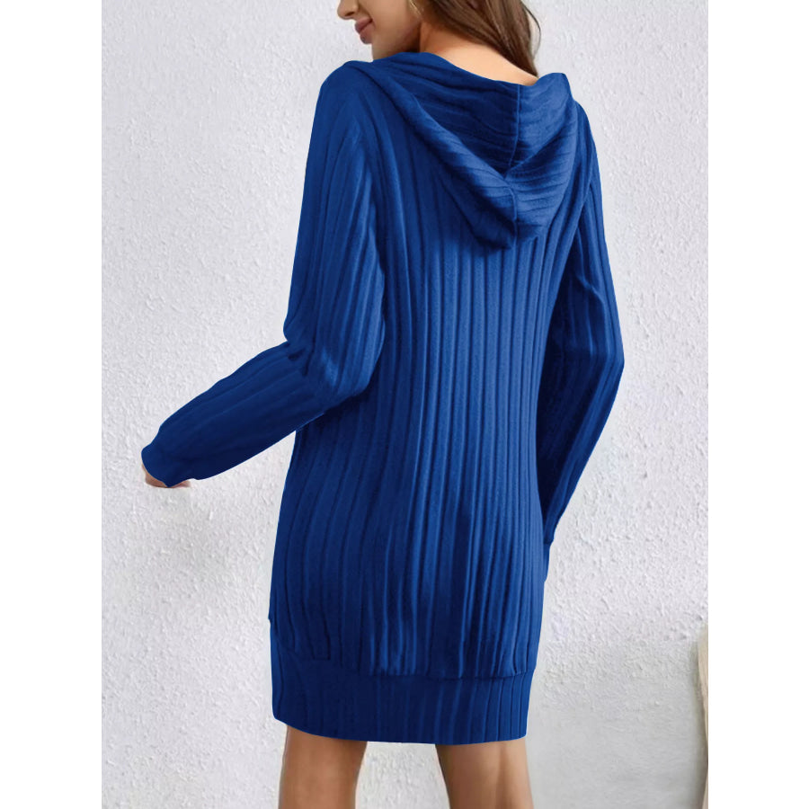 Ribbed Knit Hoodie Dress Apparel and Accessories