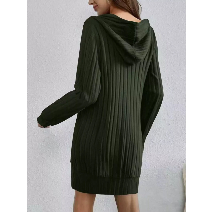 Ribbed Knit Hoodie Dress Apparel and Accessories