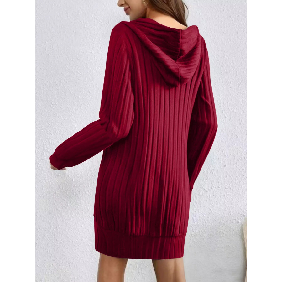 Ribbed Knit Hoodie Dress Apparel and Accessories