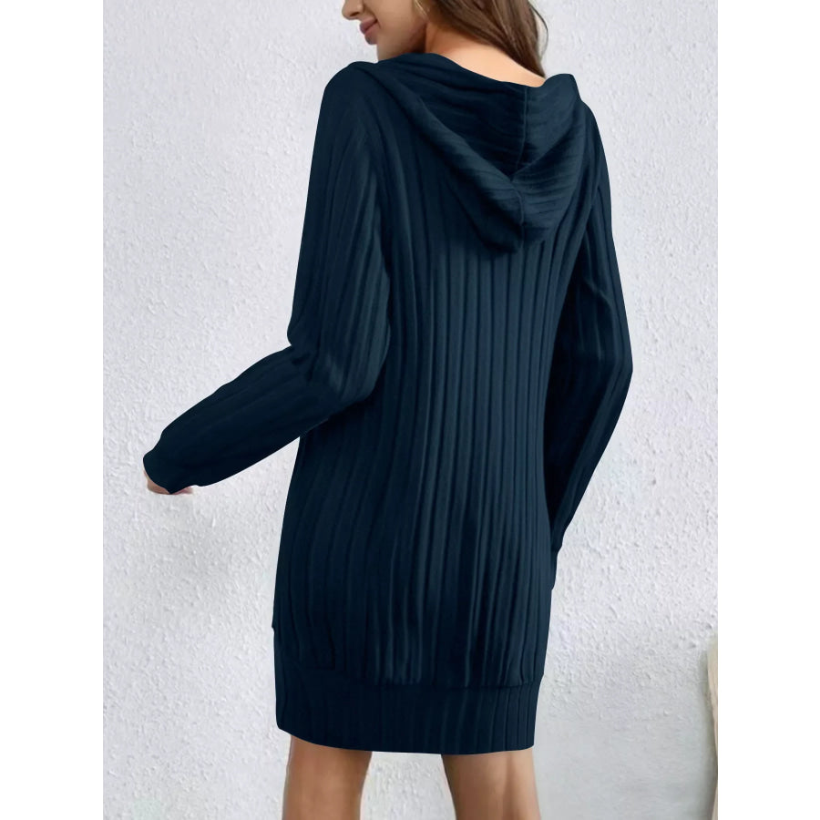 Ribbed Knit Hoodie Dress Apparel and Accessories