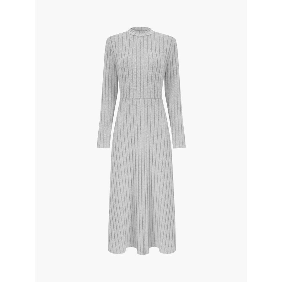 Ribbed Knit Long Sleeve Midi Dress Apparel and Accessories