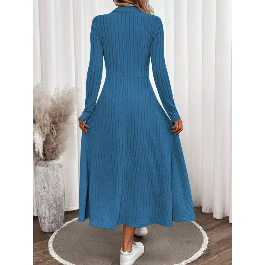 Ribbed Knit Long Sleeve Midi Dress Apparel and Accessories