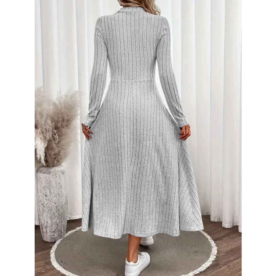 Ribbed Knit Long Sleeve Midi Dress Apparel and Accessories