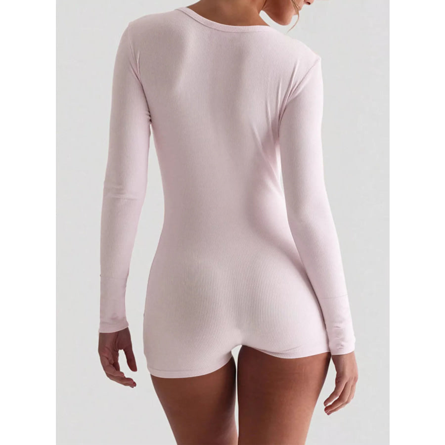 Ribbed Knit Long Sleeve Romper Apparel and Accessories