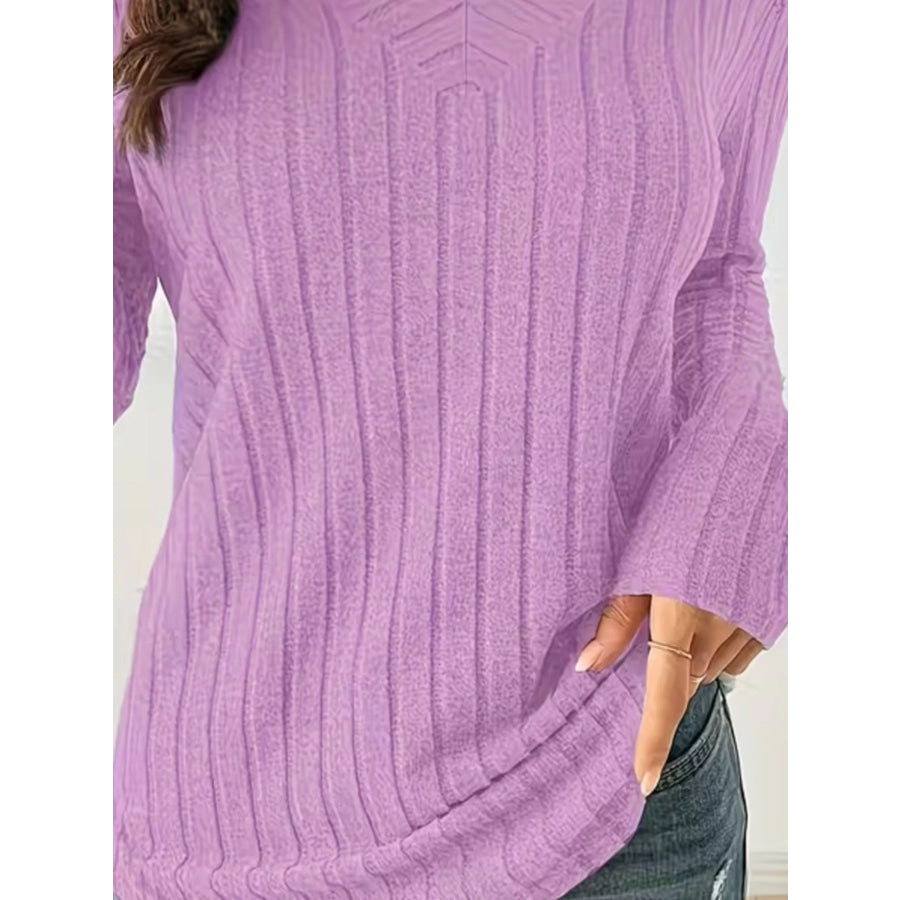 Ribbed Knit Long Sleeve T-Shirt Apparel and Accessories