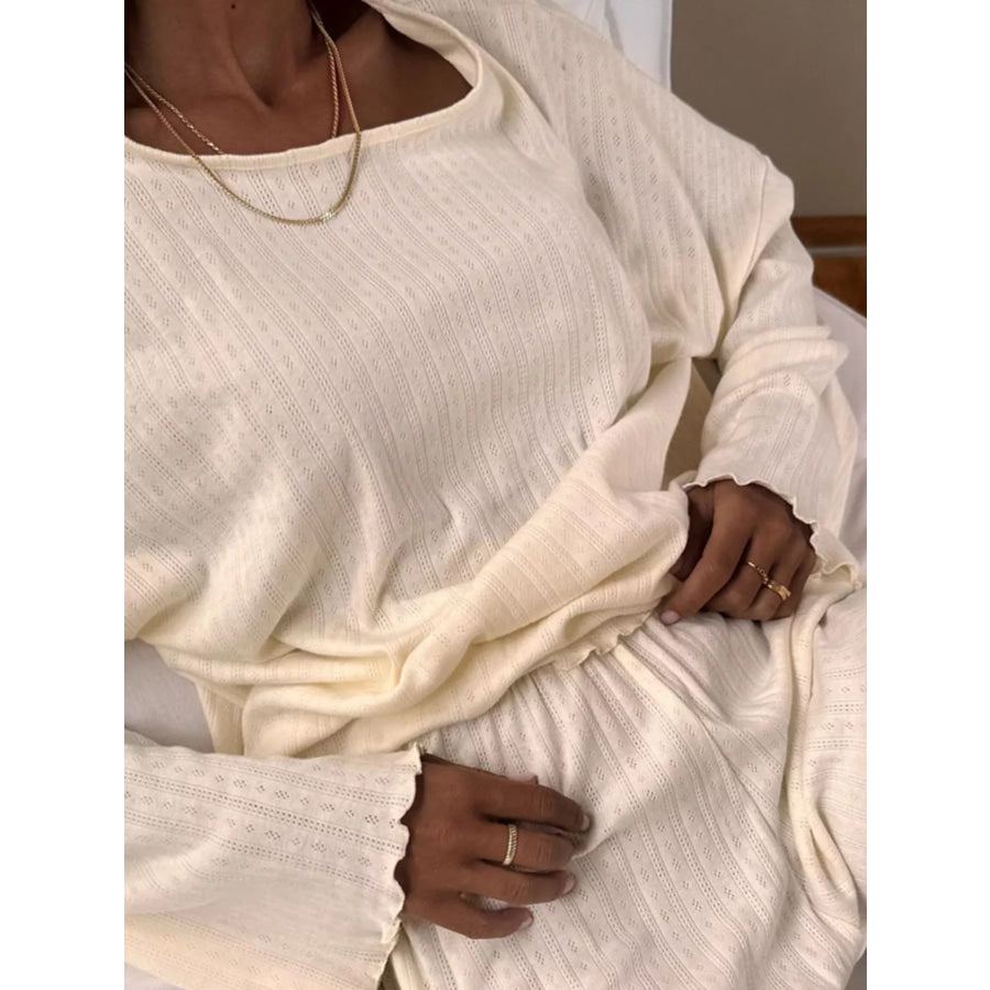 Ribbed Knit Long Sleeve Top and Shorts Lounge Set Apparel and Accessories