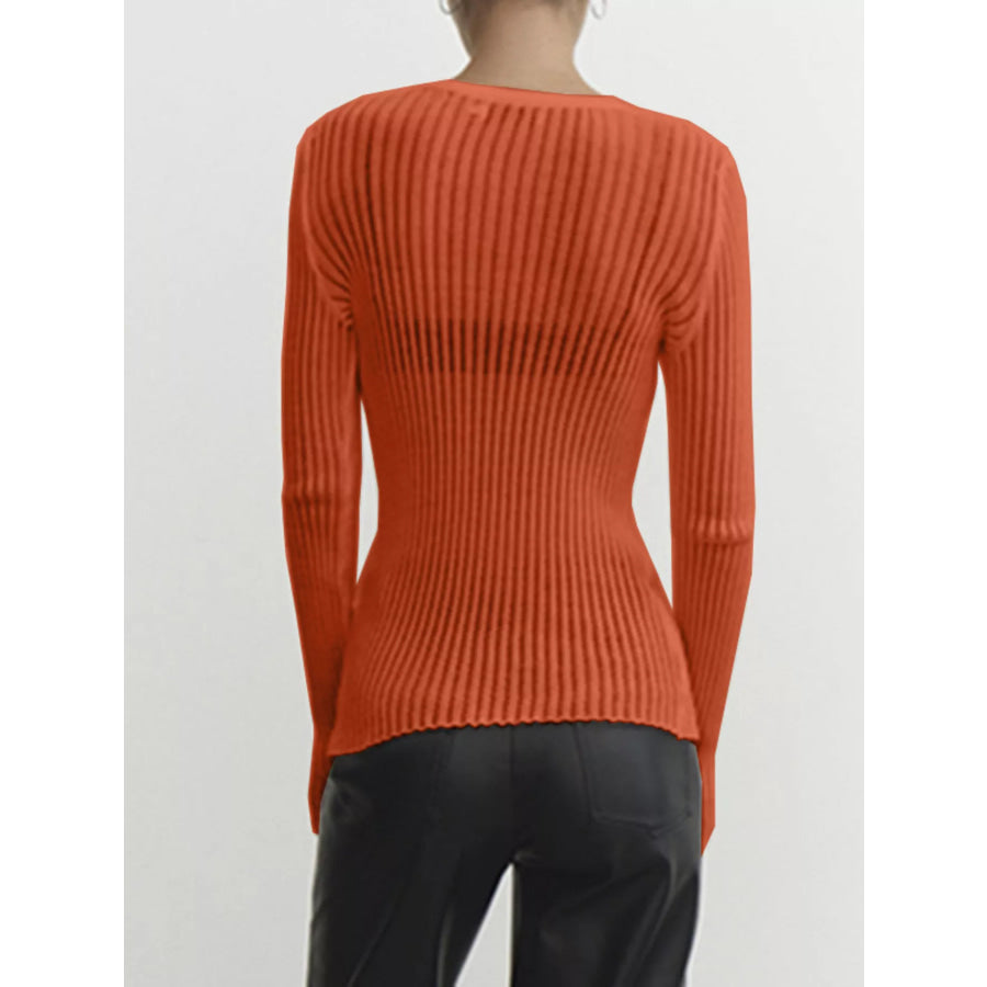 Ribbed Knit Long Sleeve Top Apparel and Accessories