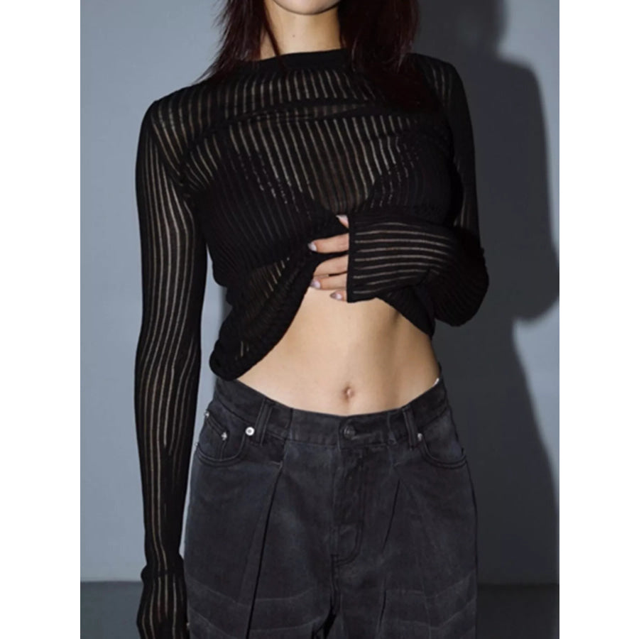 Ribbed Knit Long Sleeve Top Apparel and Accessories