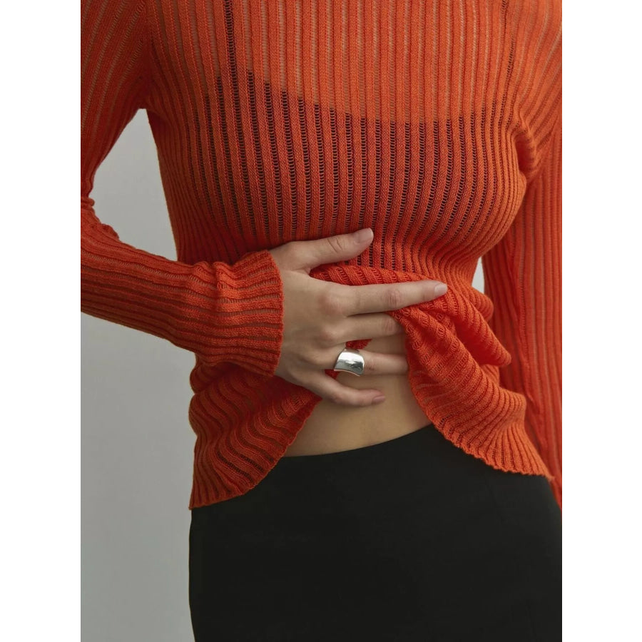 Ribbed Knit Long Sleeve Top Apparel and Accessories