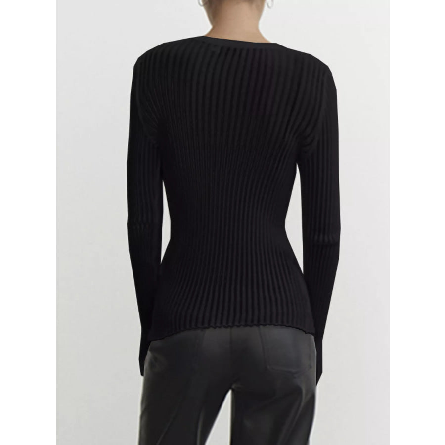 Ribbed Knit Long Sleeve Top Apparel and Accessories