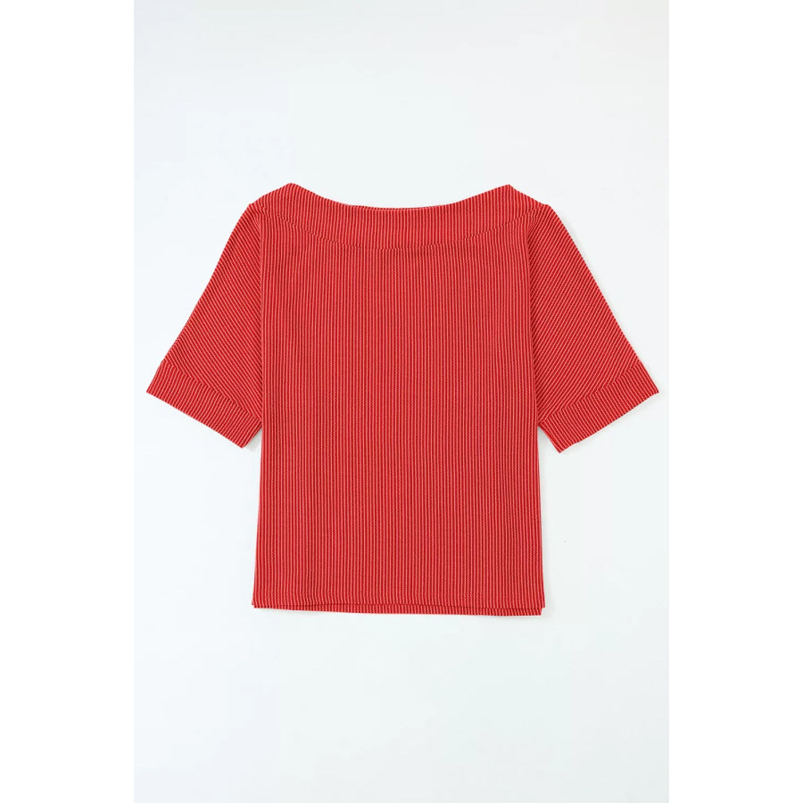 Ribbed Knit Off-Shoulder Blouse Apparel and Accessories