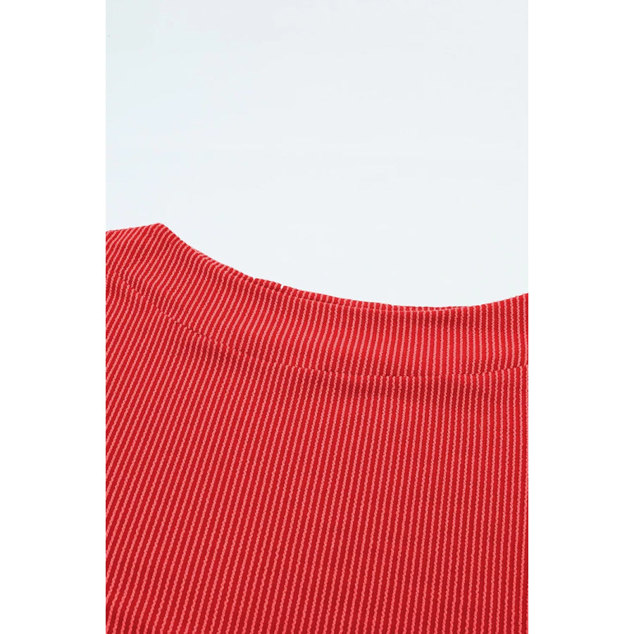 Ribbed Knit Off-Shoulder Blouse Apparel and Accessories