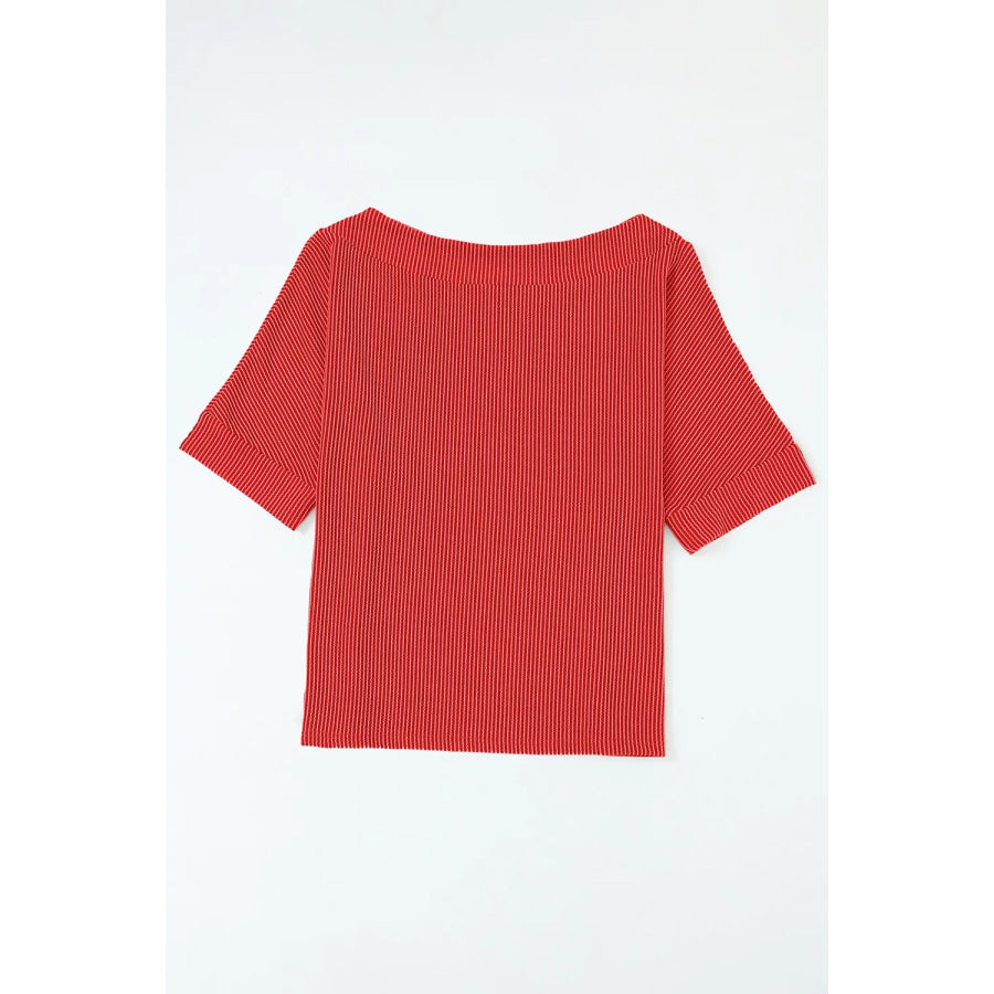Ribbed Knit Off-Shoulder Blouse Apparel and Accessories