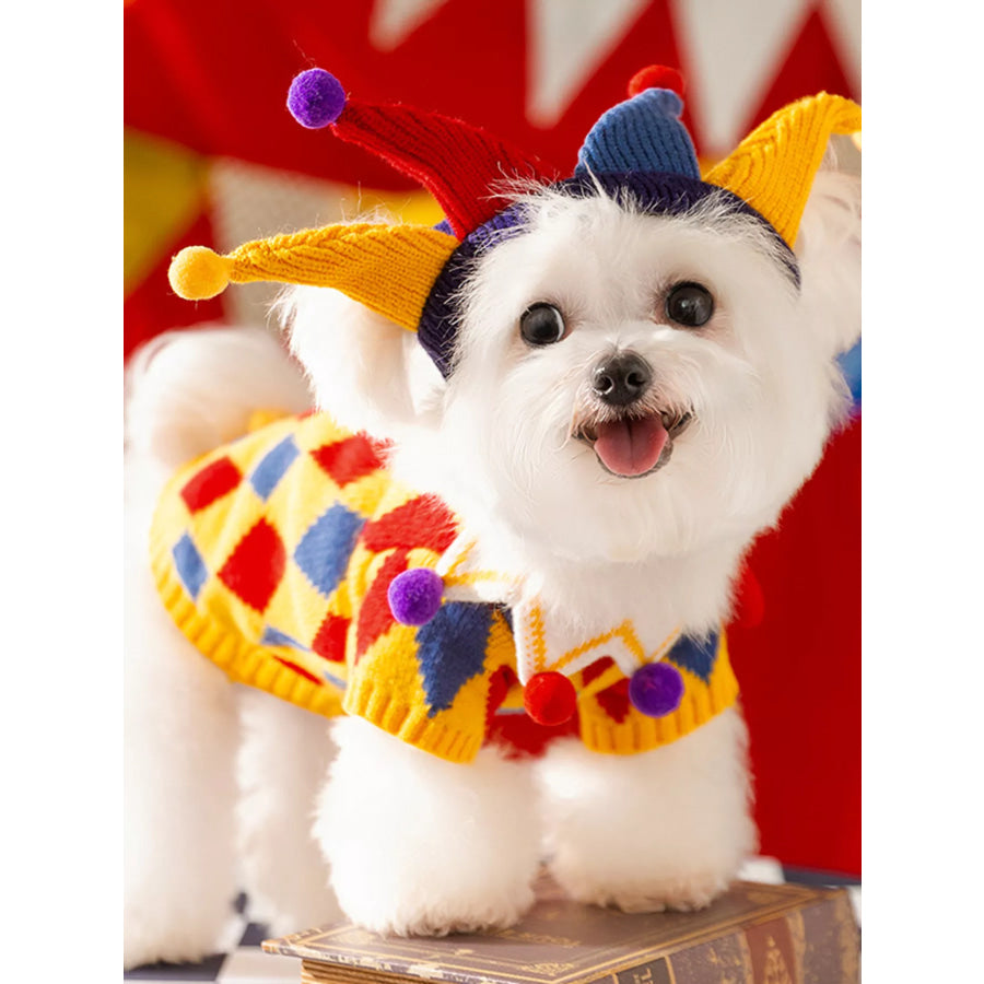 Ribbed Knit Pet Sweaters Yellow with hat / XS Apparel and Accessories