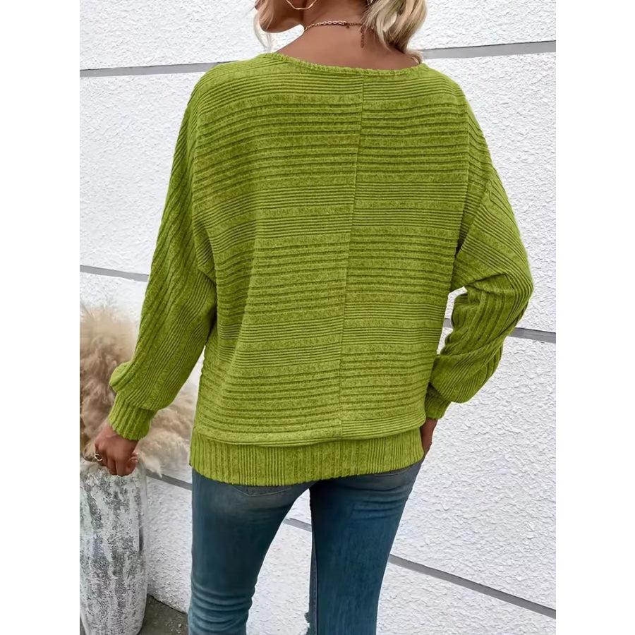 Ribbed Knit Quarter Zip Sweatshirt Apparel and Accessories