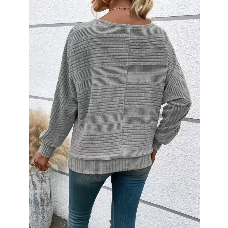 Ribbed Knit Quarter Zip Sweatshirt Apparel and Accessories
