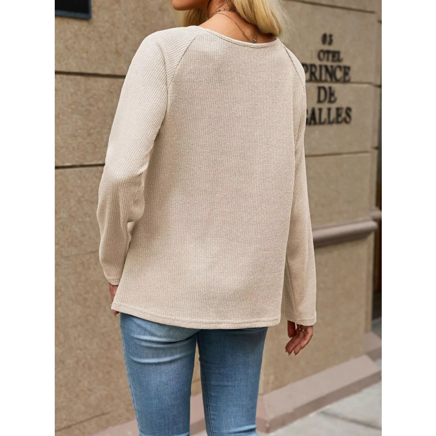 Ribbed Knit Raglan Sleeve T-Shirt Apparel and Accessories