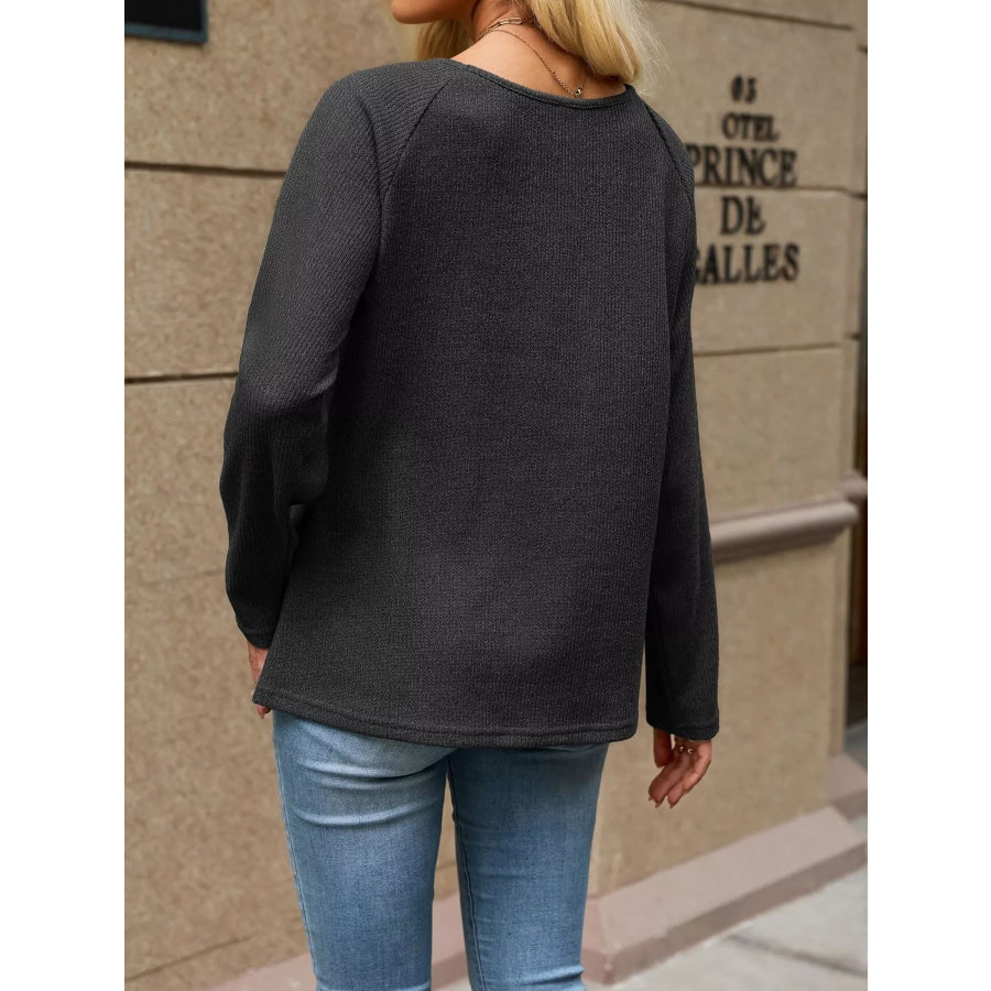 Ribbed Knit Raglan Sleeve T-Shirt Apparel and Accessories