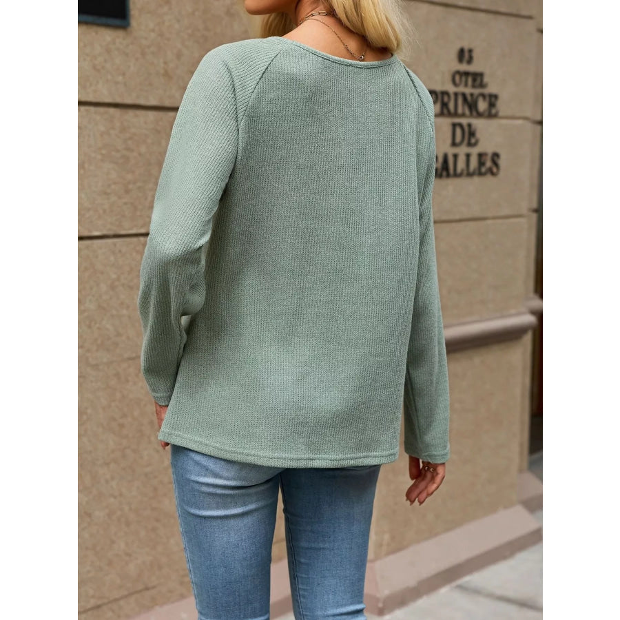 Ribbed Knit Raglan Sleeve T-Shirt Apparel and Accessories