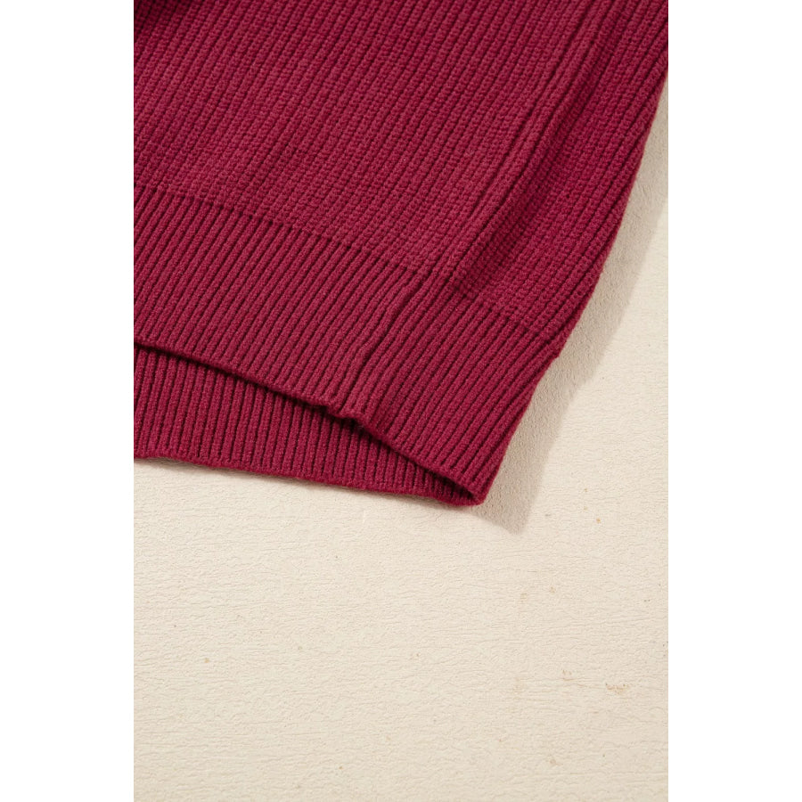 Ribbed Knit Ribbon Knot Backless Drop Shoulder Sweater Apparel and Accessories
