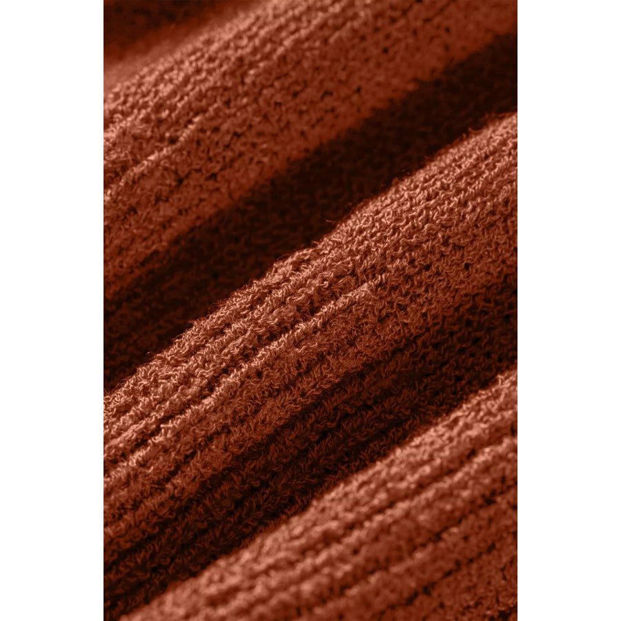 Ribbed Knit Round Neck Short Sleeve Sweater Apparel and Accessories