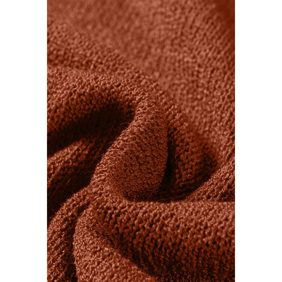 Ribbed Knit Round Neck Short Sleeve Sweater Apparel and Accessories