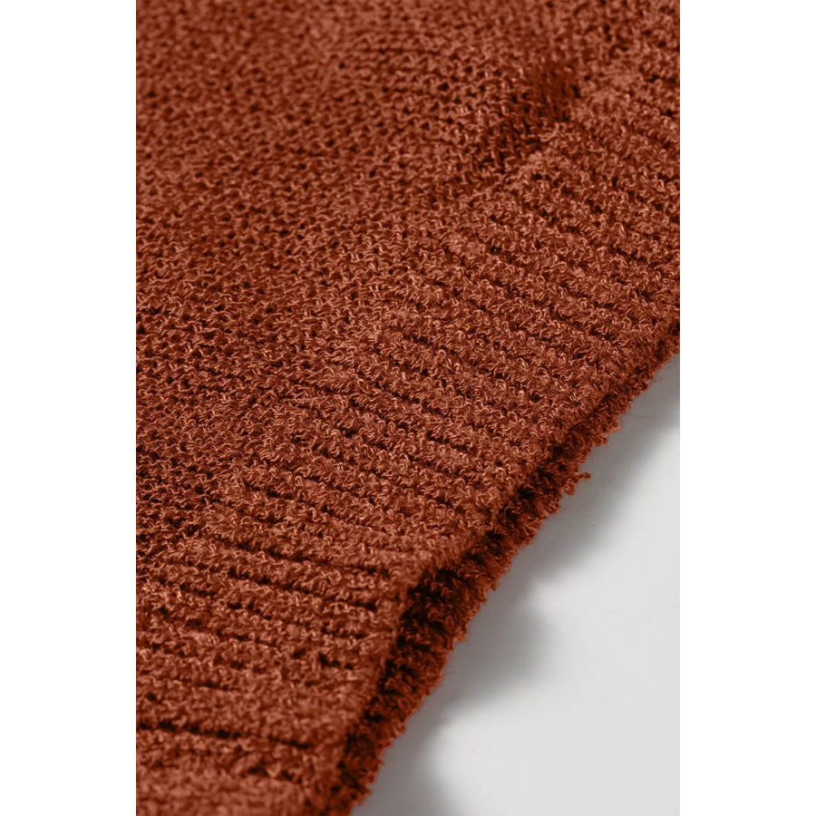 Ribbed Knit Round Neck Short Sleeve Sweater Apparel and Accessories