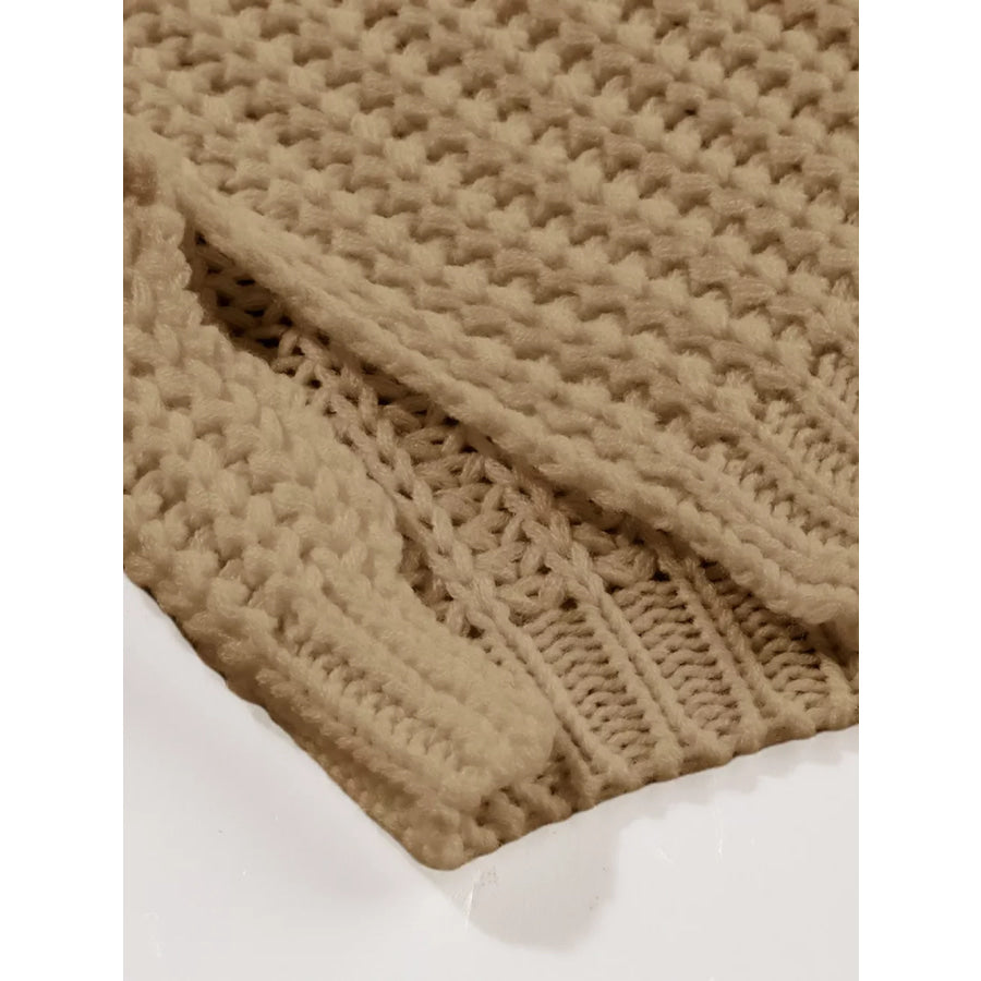 Ribbed Knit Round Neck Slouchy Chunky Sweater Apparel and Accessories