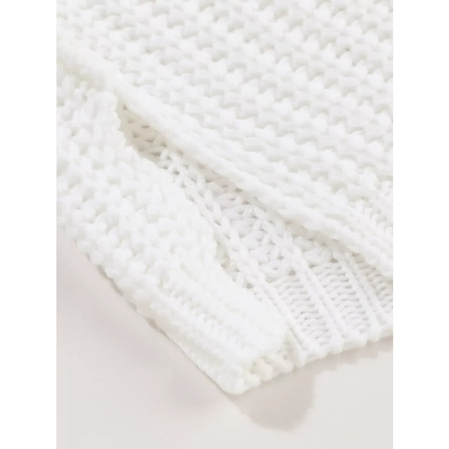 Ribbed Knit Round Neck Slouchy Chunky Sweater Apparel and Accessories