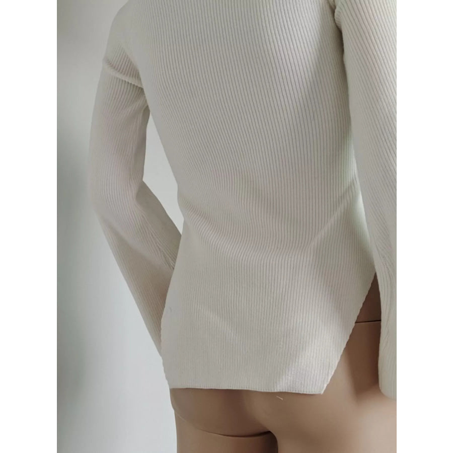Ribbed Knit Sweetheart Neckline Sweater Apparel and Accessories
