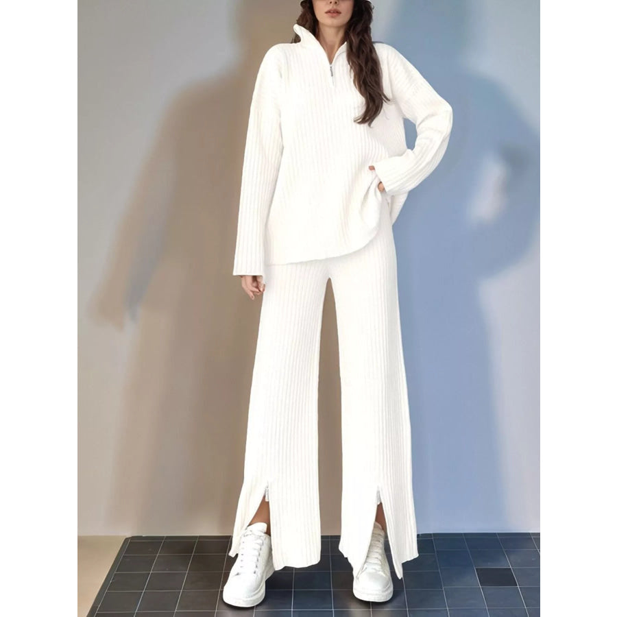 Ribbed Knit Top and Pants Set Apparel and Accessories