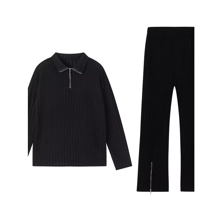 Ribbed Knit Top and Pants Set Apparel and Accessories