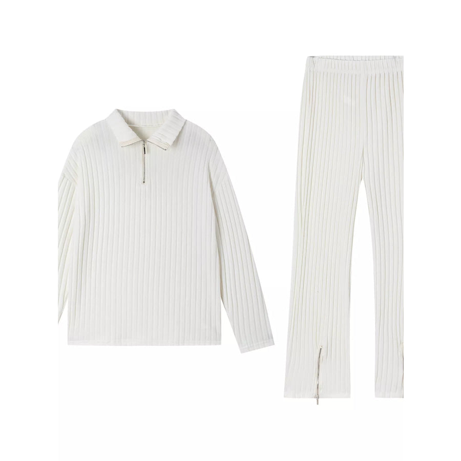 Ribbed Knit Top and Pants Set Apparel and Accessories