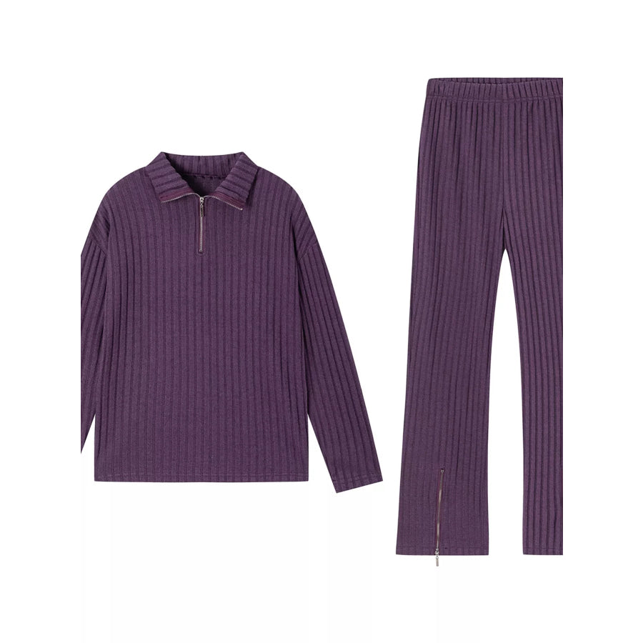 Ribbed Knit Top and Pants Set Apparel and Accessories