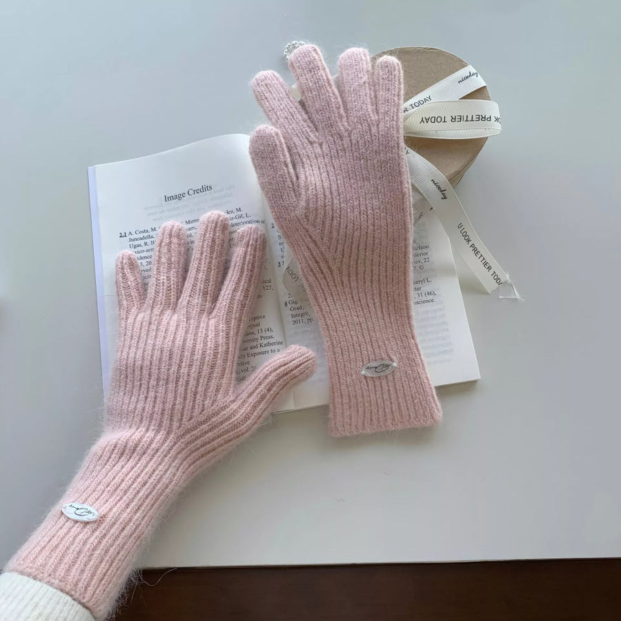 Ribbed Knit Touchscreen Gloves Blush Pink / One Size Apparel and Accessories