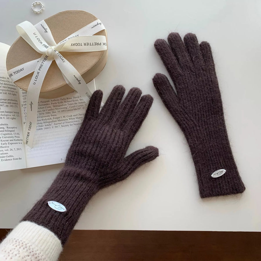 Ribbed Knit Touchscreen Gloves Coffee Brown / One Size Apparel and Accessories