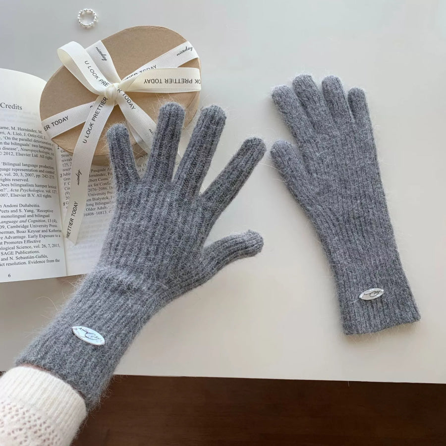 Ribbed Knit Touchscreen Gloves Gray / One Size Apparel and Accessories