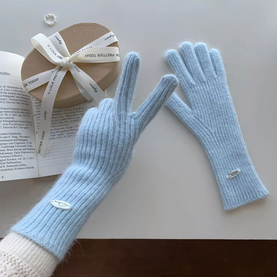 Ribbed Knit Touchscreen Gloves Pastel Blue / One Size Apparel and Accessories