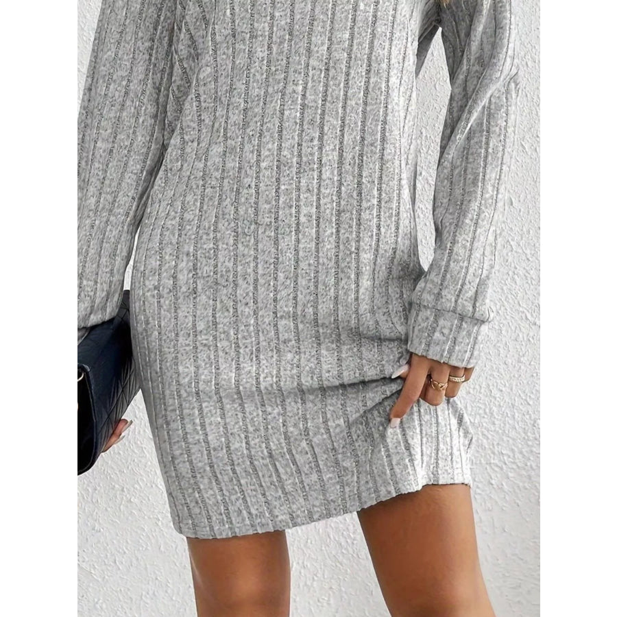 Ribbed Knit Turtleneck Mini Dress Apparel and Accessories