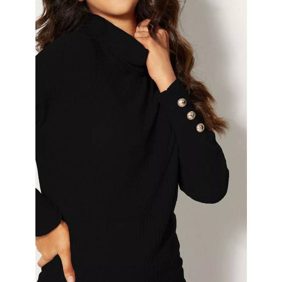 Ribbed Knit Turtleneck Sweater Apparel and Accessories