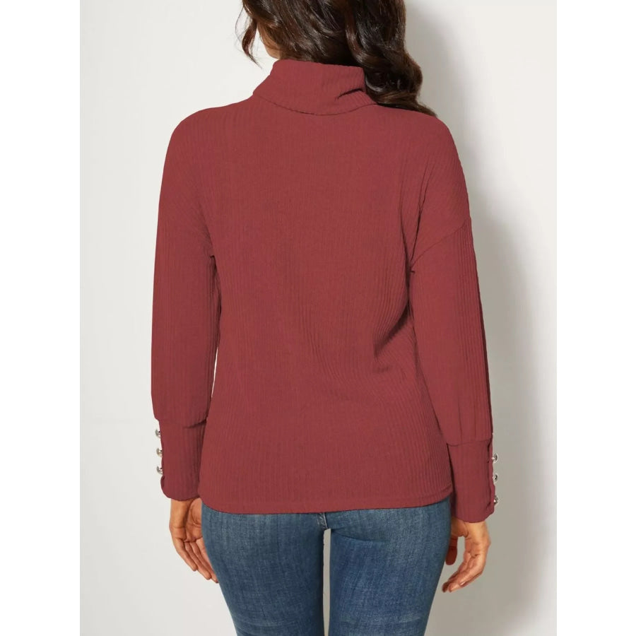 Ribbed Knit Turtleneck Sweater Apparel and Accessories