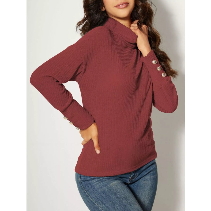 Ribbed Knit Turtleneck Sweater Apparel and Accessories