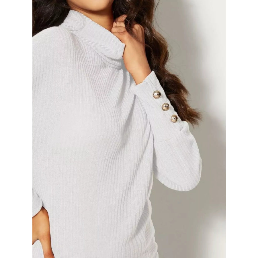 Ribbed Knit Turtleneck Sweater Apparel and Accessories